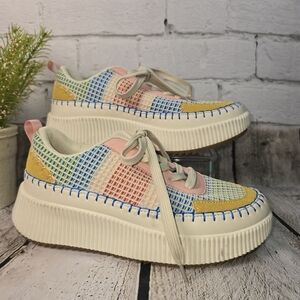 Nicole Miller Brita Multicolor Platform Sneakers Womens 7 EUC